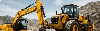 Excavadora y cargador frontal en zona de trabajo